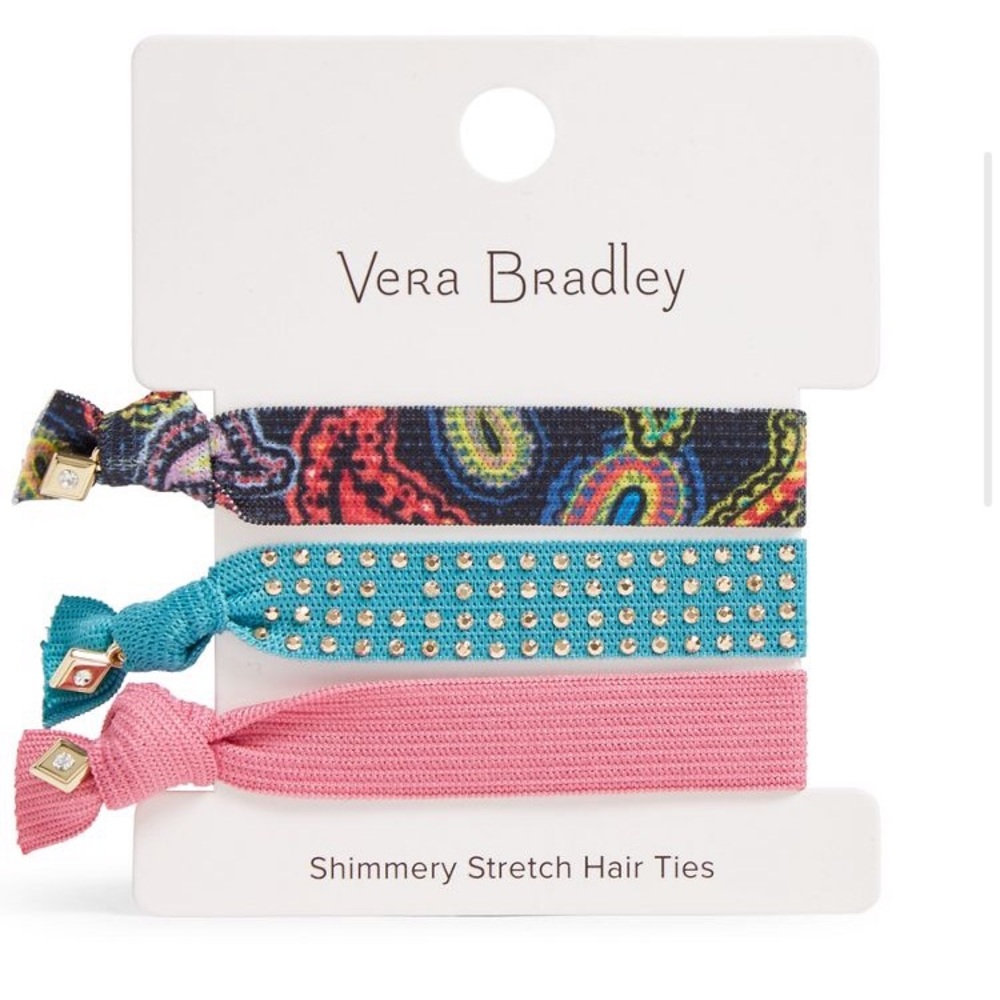 Vera Bradly Stretch Hair Ties, Twilight Paisley, Pink, Blue, Black